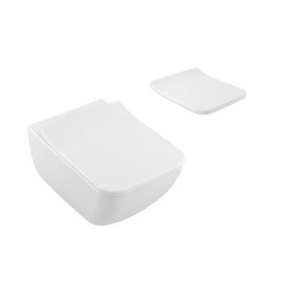 Becken Villeroy & Boch Venticello, hängend z Ceramicplus+WC-Sitz mit Softclosing Slimseat dünn