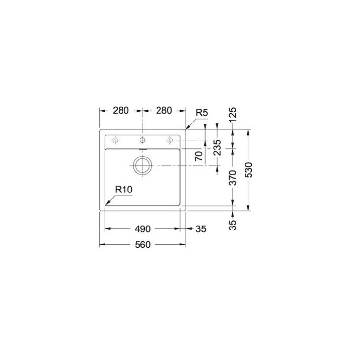 Zlewozmywak Franke 1-komorowy Sirius SID 610 Tectonite 56x53cm wbudowywany - weiß polarny