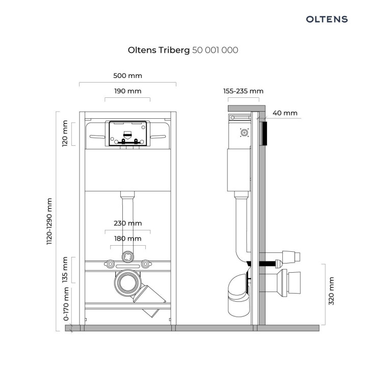 Unterputz-gestell WC Oltens Triberg, Höhe 112-129cm, zum Einbau suchej