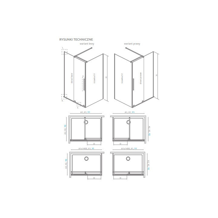 Radaway Furo KDJ Kabine 90x90cm links Glas transparent