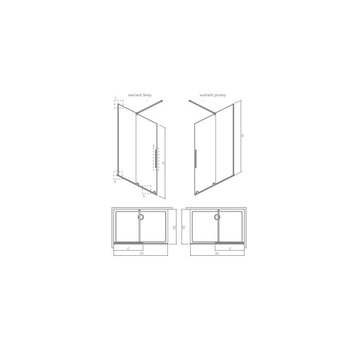 Radaway Furo Kabine Walk-in 120x200cm links Glas transparent 10106638-01-01L/10110594-01-01