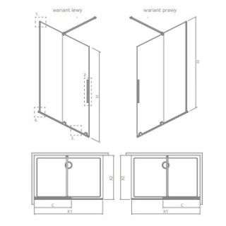 Radaway Furo Kabine Walk-in 120x200cm links Glas transparent 10106638-01-01L/10110594-01-01