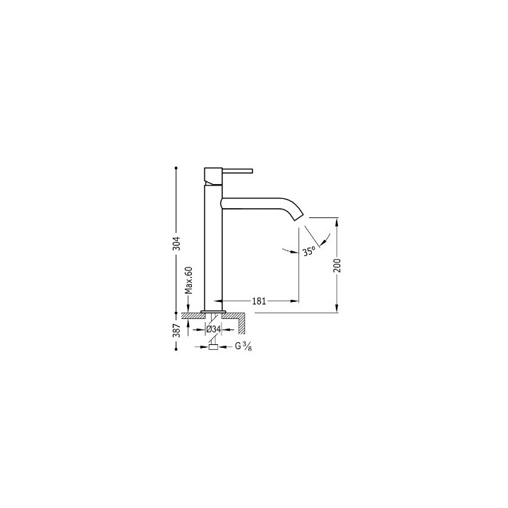 Waschtischarmatur TRES Study - Exclusive, wys. 30,4 cm - złota
