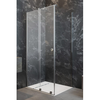 Front Kabine Radaway Furo Black KDJ 90, Version links, mit Wand, 90x200cm, Tür Schiebe-, Glas transparent, profil schwarz