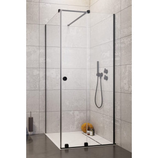 Front Kabine Radaway Furo Black KDJ 90, Version links, mit Wand, 90x200cm, Tür Schiebe-, Glas transparent, profil schwarz