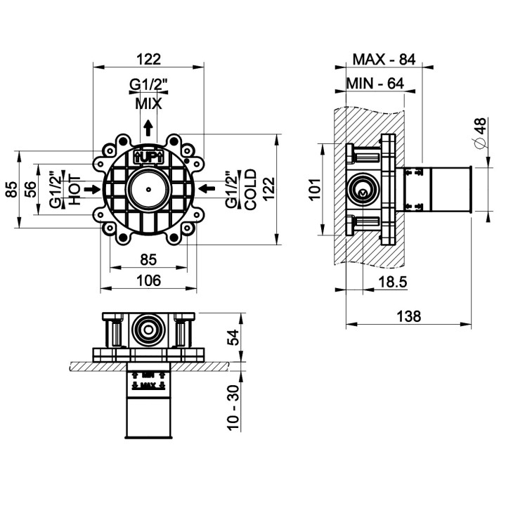Unterputzelement Gessi Anello dla mieszacza umywalkowego