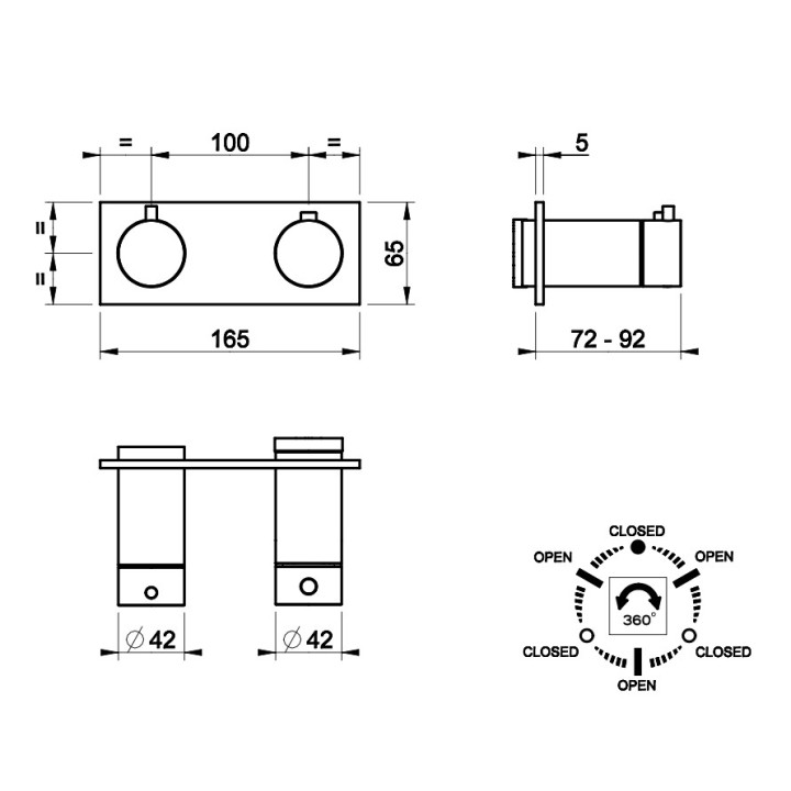 Thermostatisch Armatur Brause- Gessi Anello, Unterputz, 2 wyjścia wody, Chrom