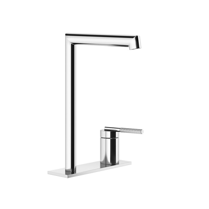Waschtischarmatur Gessi Ingranaggio, stehend, z dźwignią z boku, Höhe 162mm, Auslauf 144mm, ohne Stöpsel, Chrom
