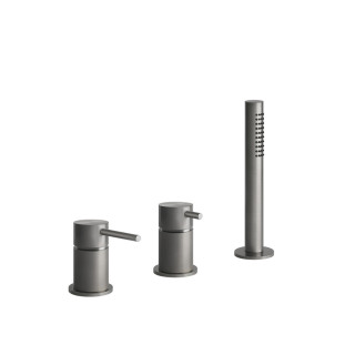 Wannenarmatur mit 3 anschlüssen Gessi Bath316, stehend, do łączenia mit Füllfunktion przez Überlauf, Dusch-Set, gebürsteter Stah