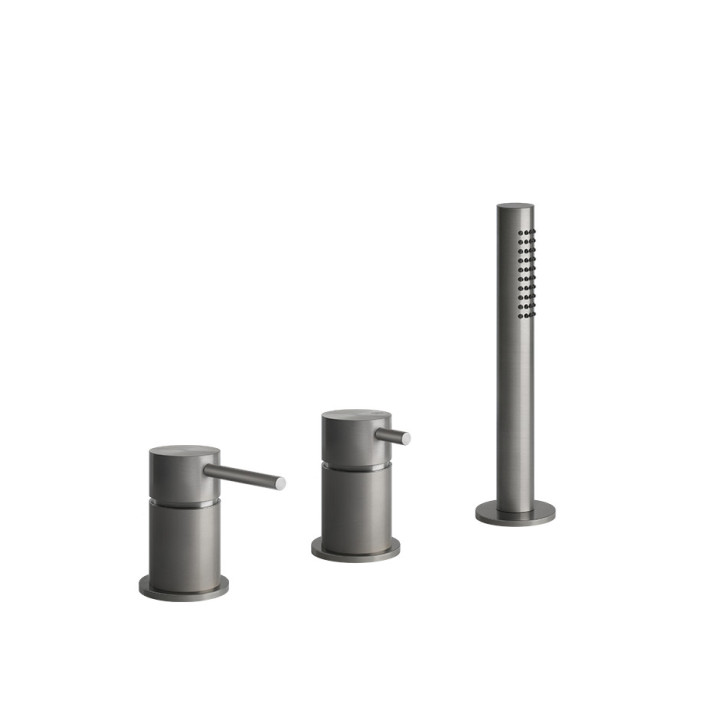 Wannenarmatur mit 3 anschlüssen Gessi Bath316, stehend, do łączenia mit Füllfunktion przez Überlauf, Dusch-Set, gebürsteter Stah