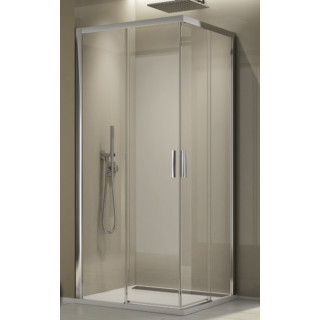 Kabine quadratisch Eck- Sanswiss Top-Line S, 80x80cm, Schiebetür, Glas transparent, profil schwarz matt