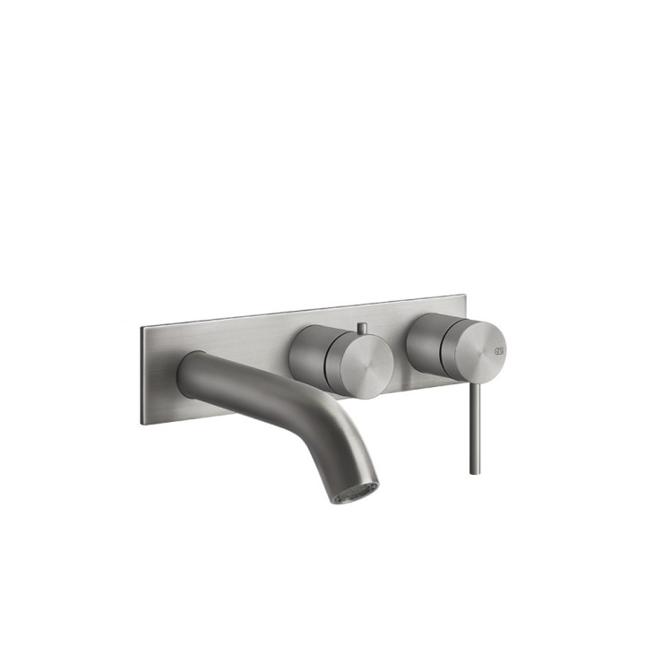 Wannenarmatur mit 4 anschlüssen Gessi Bath316, stehend, Dusch-Set, gebürsteter Stahl