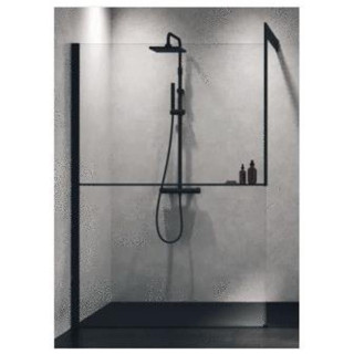 Kabine typu walk-in zur Wandmontage Novellini Kuadra H Black, 107-110 cm profil schwarz matt, transparentes Glas