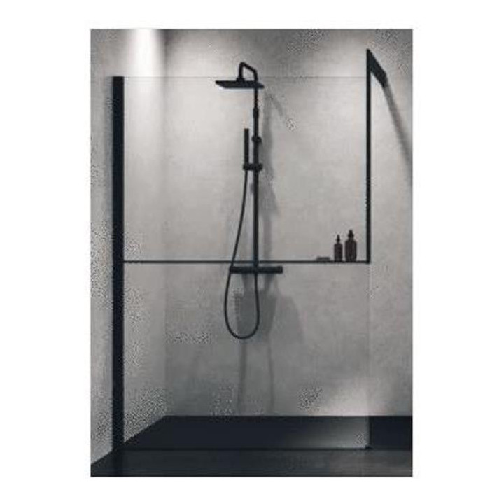 Kabine typu walk-in zur Wandmontage Novellini Kuadra H Black, 107-110 cm profil schwarz matt, transparentes Glas