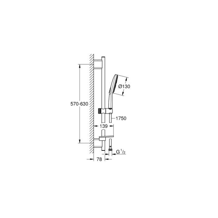 Set mit Stange Dusch- Grohe Euphoria 110 Massage zur Wandmontage, wys. 470 - 620 mm, Chrom, 3 strumienie