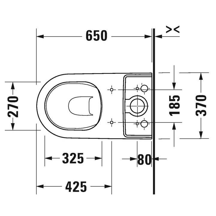 Becken Toiletten- stehend Duravit D-Neo Rimless, 58x37cm, Abfluss poziomy, bez rantu spłukującego, 4,5 l, UWL klasa 1, weiß