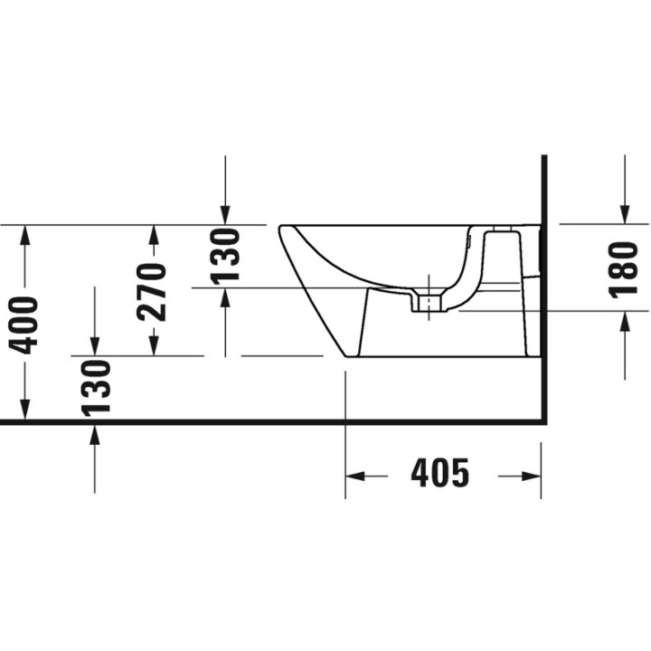 Bidet hängend Duravit D-Neo Rimless, 54x37cm, Halterung Durafix, weiß