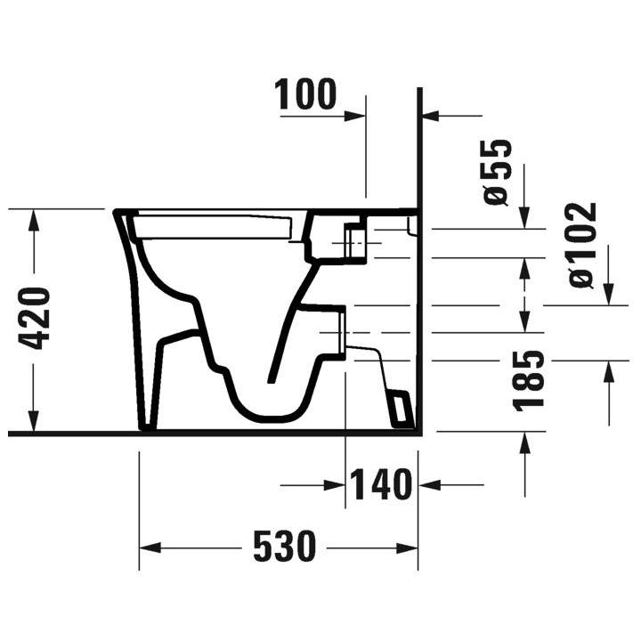 Becken Toiletten- hängend Duravit White Tulip Rimless, 54x37cm, bez rantu spłukującego, Halterung Durafix, HygieneFlush, weiß