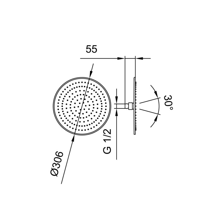 Kopfbrause Laufen, rund, 306mm, Chrom