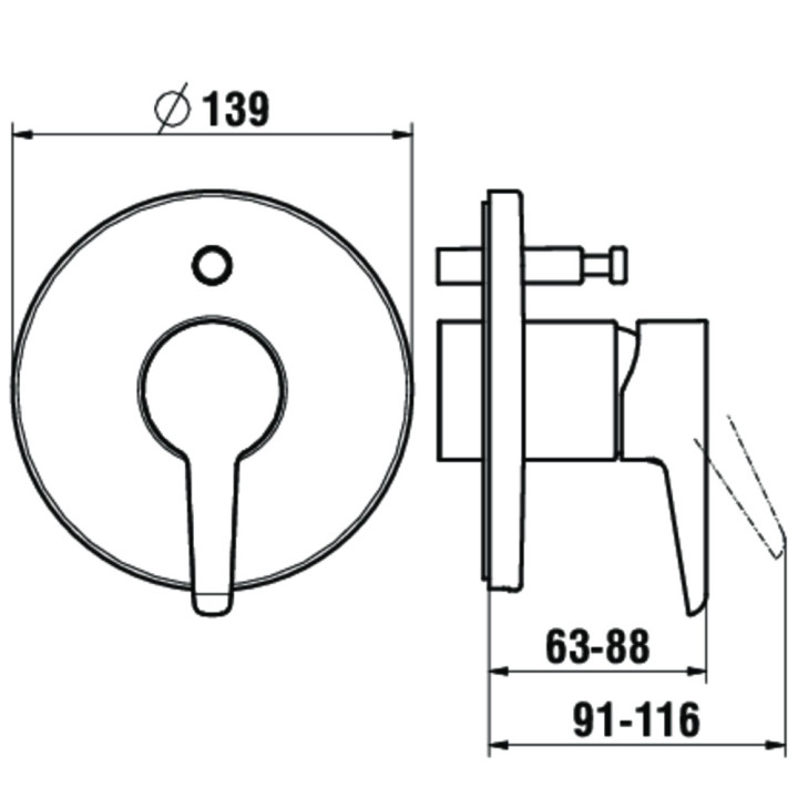 Armatur für die Wanne und die Brause Laufen Val, Unterputz, 2 wyjścia wody, ogranicznik temperatury, Chrom