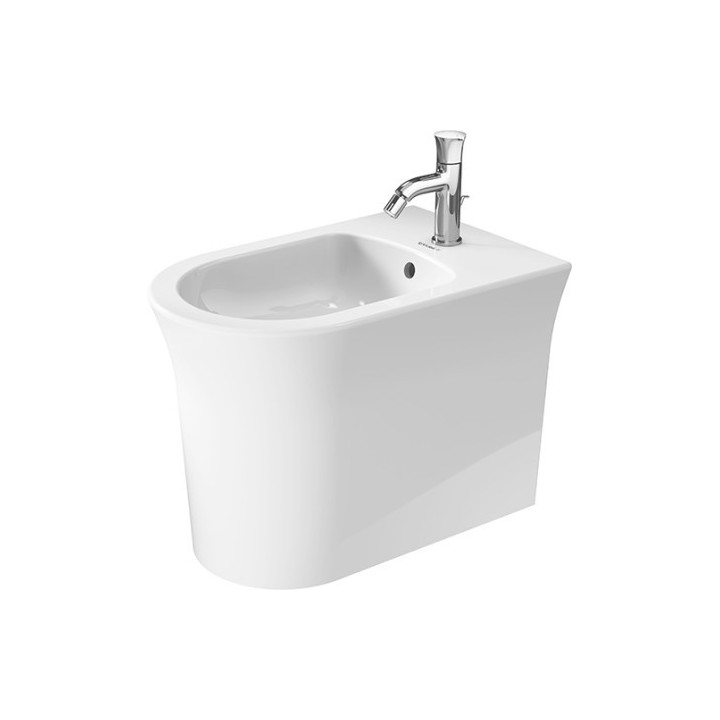 Bidet hängend Duravit White Tulip, 54x37cm, z Überlauf, Hahnloch, weiß