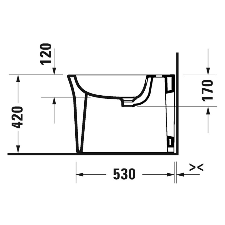 Bidet hängend Duravit White Tulip, 54x37cm, z Überlauf, Hahnloch, weiß