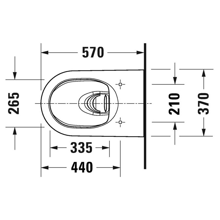 Becken Toiletten- hängend Duravit White Tulip Rimless, 54x37cm, bez rantu spłukującego, Halterung Durafix, HygieneFlush, weiß