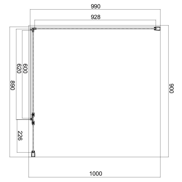 Quadratisch Duschkabine Omnires Manhattan, 90x90cm, Tür Kipp-, Glas transparent, profil schwarz matt