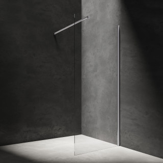 Duschkabine walk-in Omnires Marina, 80x30cm, mit Seitenwand, Glas transparent, profil Chrom