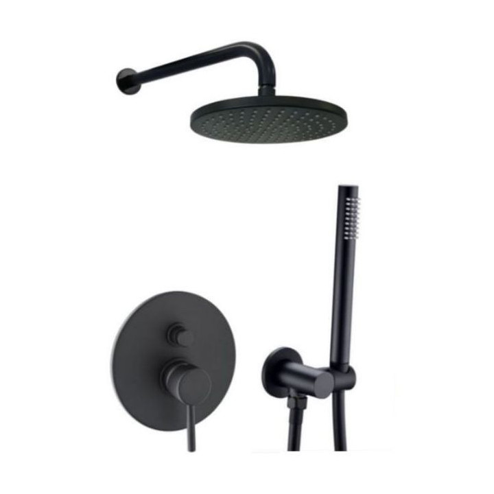 Dusch-set Paffoni Light,  Unterputz, 2 wyjścia wody, Kopfbrause rund 225mm, schwarz matt