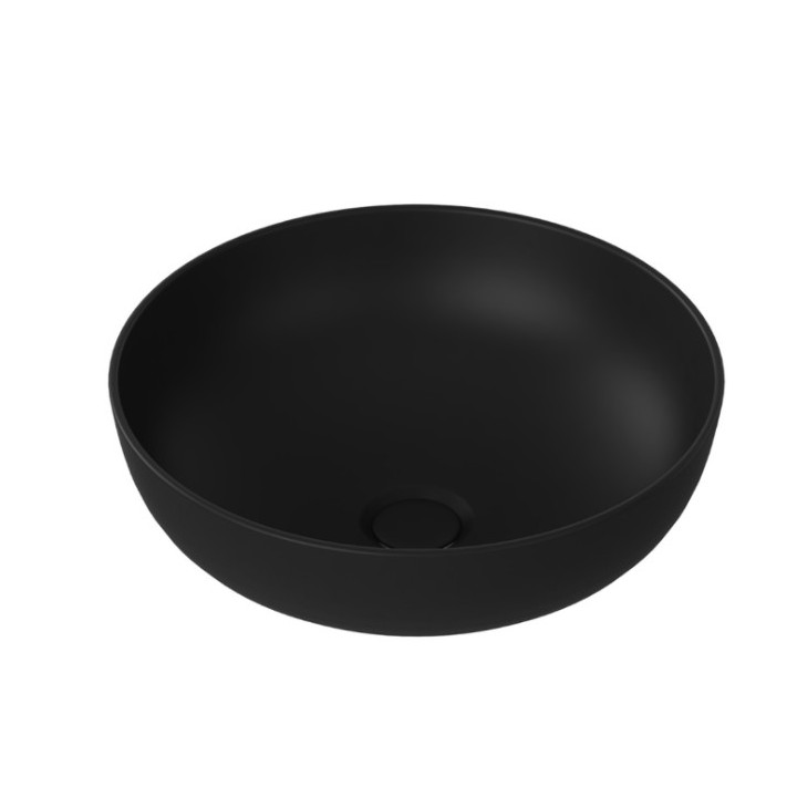 Aufsatzwaschtisch Massi Molis Black, rund, 38cm, ohne Überlauf, schwarz