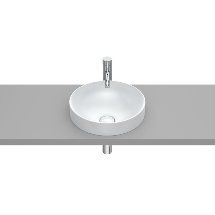 Aufsatzwaschtisch Roca Inspira Round, 50x37cm, cienkościenna, ohne Überlauf, Fineceramic, Perlen-