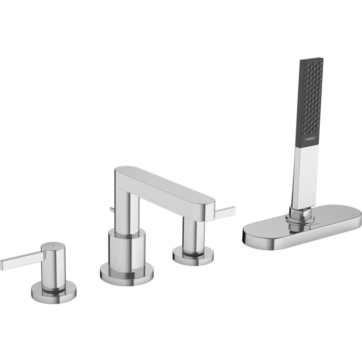 Wannenarmatur mit 4 anschlüssen Hansgrohe Finoris, montaż am Wannenrand, sBox, 2 wyjścia wody, Chrom