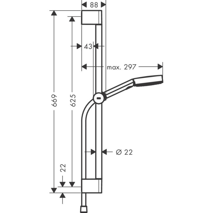 Dusch-set Hansgrohe Pulsify Select 105 3jet Relexation, Handbrause mit Schlauch i drążkiem 65cm, Chrom