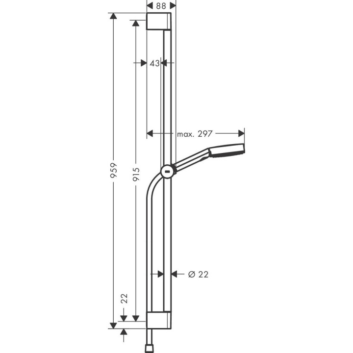 Dusch-set Hansgrohe Pulsify Select 105 3jet Relexation, Handbrause mit Schlauch i drążkiem 65cm, Chrom
