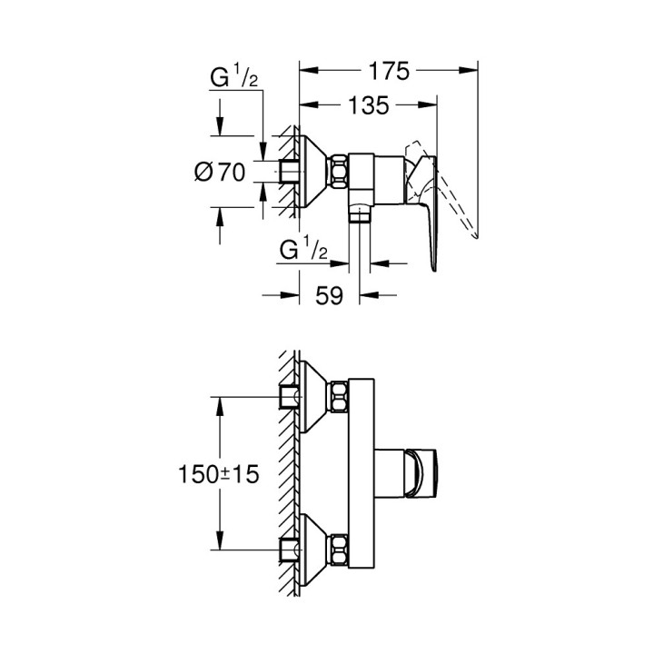 Waschtischarmatur Grohe BauEdge, stehend, Höhe 304mm, DN 15, rozmiar XL, ohne Stöpsel, Chrom