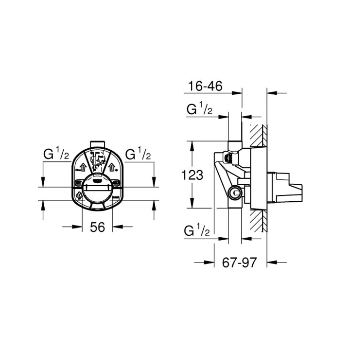 Unterputzelement Grohe für die Armatur wannowej i prysznicowej DN 15