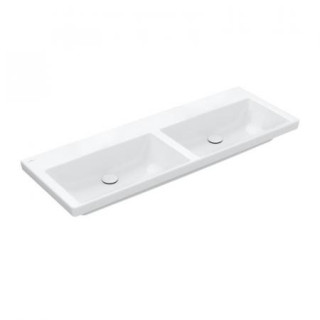 Waschtisch mit unterschrank doppelt Villeroy & Boch Subway 3.0, 130x47cm, z Überlauf, 2 otwory na armaturę, Weiss Alpin