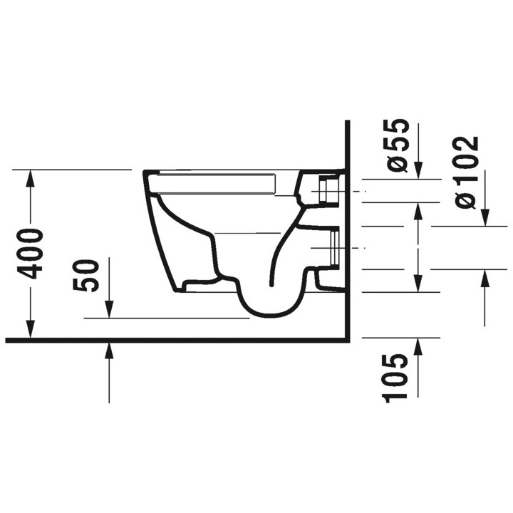 Wand-wc WC Duravit ME by Starck Compact, 48x36cm, Rimless, bez rantu, Halterung Durafix, weiß