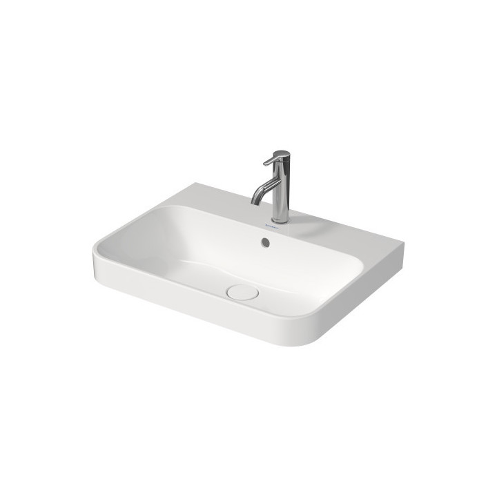Aufsatzwaschtisch Duravit Happy D.2, 50x40xm, Überlauf, 1 Hahnloch, zawór Push-Open, weiß