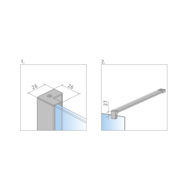 Tür Schiebe- walk-in Radaway Furo Black, rechts, mit Wand, 90x200cm, Glas transparent, profil schwarz