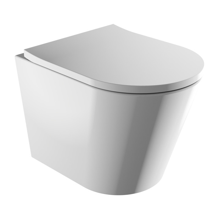 Wand-wc WC Omnires Tampa, 52x36cm, bezkołnierzowa, mit WC-Sitz mit Softclosing, weiß Glanz
