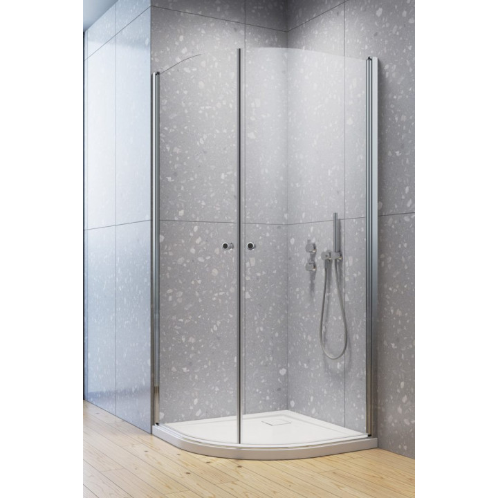 Duschkabine halbrund Radaway Essenza New Black PDD 90 Teil rechts 86.7-88-2x200cm, profil schwarz, Glas transparent