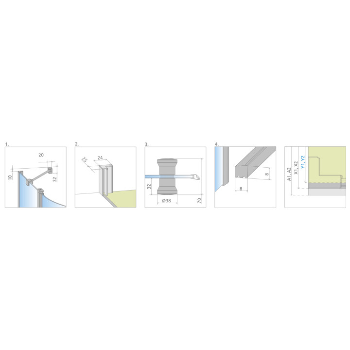 Duschkabine halbrund Radaway Eos PDD I, 80x80cm, Glas transparent, profil Chrom