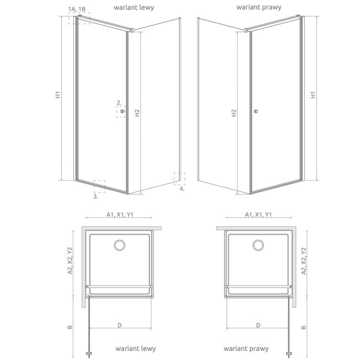 Duschkabine halbrund Radaway Eos PDD I, Teil rechts, 100cm, Glas transparent, profil Chrom