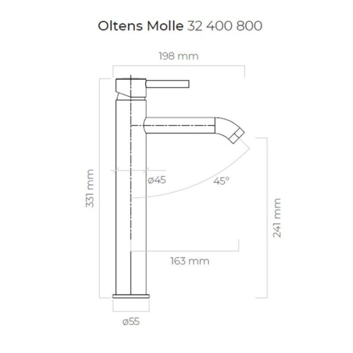 Waschtischarmatur Oltens Molle, stehend, Höhe 331mm, golden