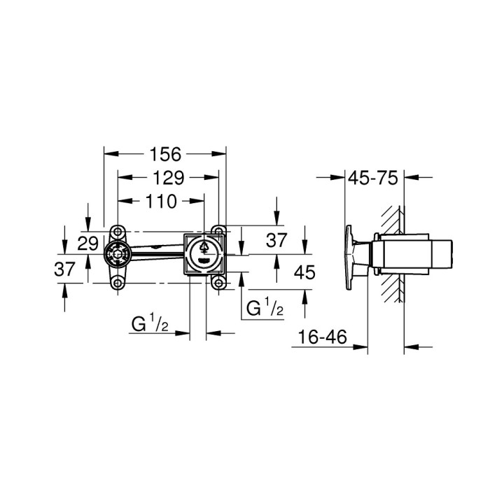 Unterputzelement Grohe, dla 2-otworowych jednouchwytowych baterii umywalkowych