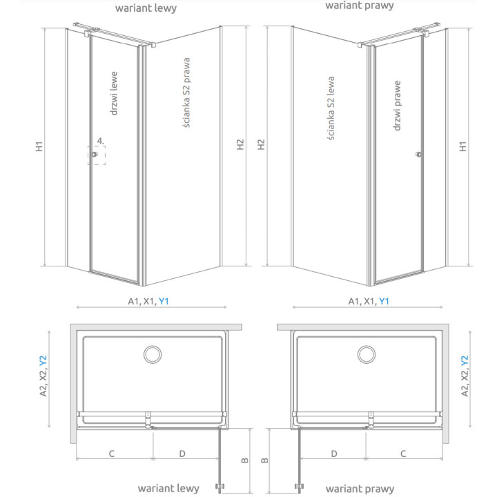 Tür Kabine prysznicowej Radaway Eos KDJ II, links, 120cm, Glas transparent, profil Chrom