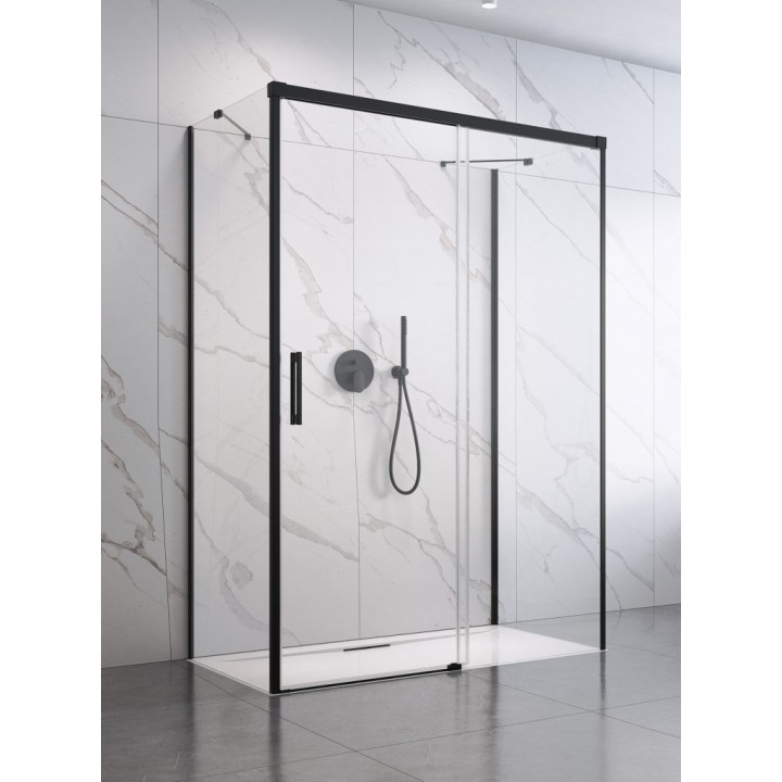 Front für Duschkabine Radaway Idea Black KDS 160, Tür rechts, Glas transparent, 1600x2005mm, profil schwarz
