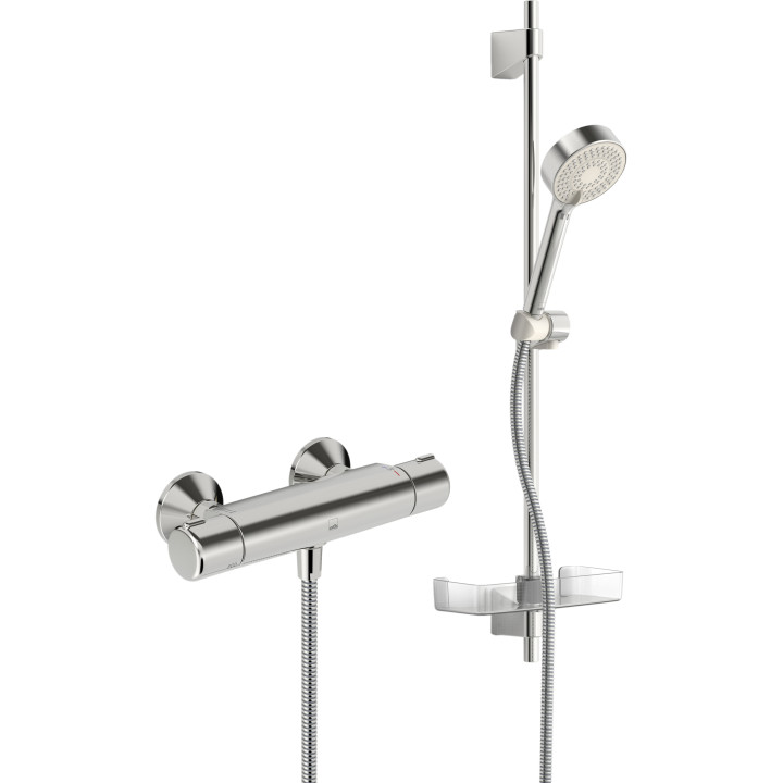Thermostatisch Armatur Brause- Oras Nova, Aufputz, mit Brauseset, Chrom